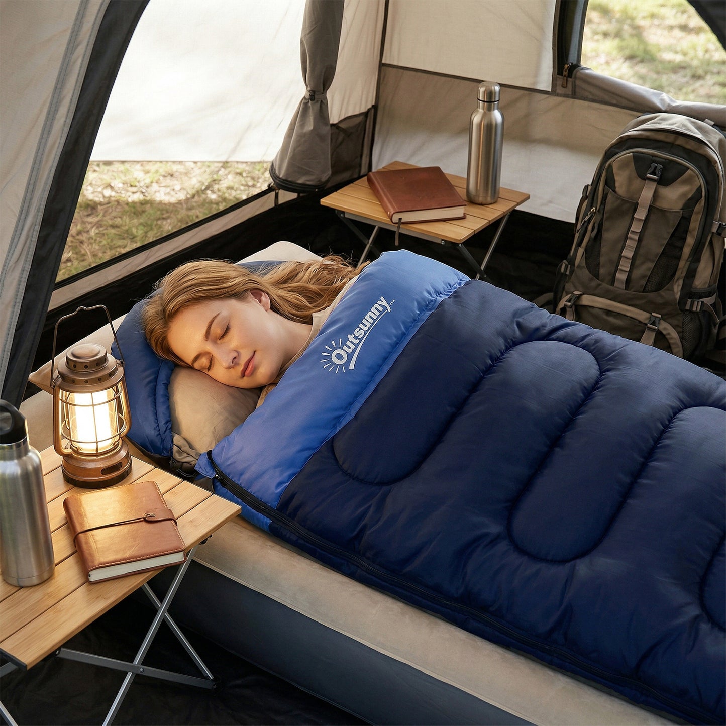 Sleeping Bag for Adults, Lightweight & Compact Sleeping Bag, 3 Seasons, Navy Blue