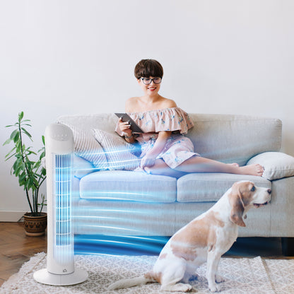 Tower Fan for Bedroom Cooling, 30 Inch Electric 70° Oscillating Fan with 3 Speed Settings