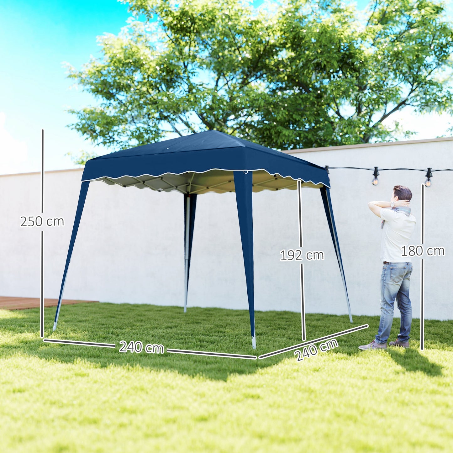 3 M x 3 M Base/ 2.5 M x 2.5 M Top Pop Up Gazebo, 2 Person Setup Instant with Carry Bag