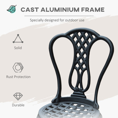 3 Piece Small Patio Furnture Cast Aluminium Bistro Set Garden Outdoor Table and Chairs Shabby Chic Style