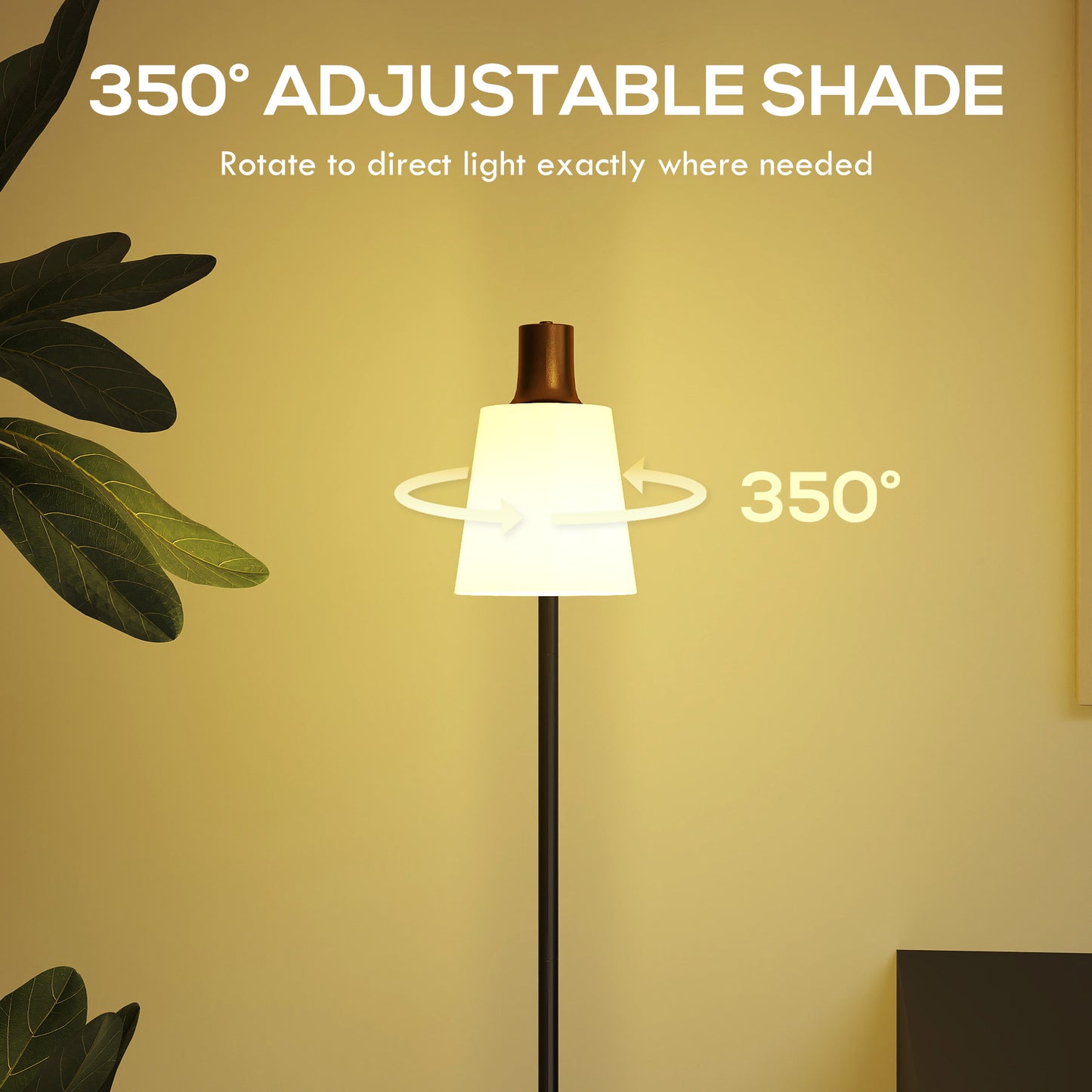 Floor Lamp with 350° Rotatable Head, Modern Standing Lamp with 3000K/4000K/6500K Colour Temperatures for Living Room Office