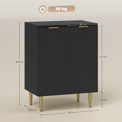 Sideboard Buffet Cabinet, Modern Kitchen Storage Cabinet with Adjustable Shelves and Metal Legs, Black