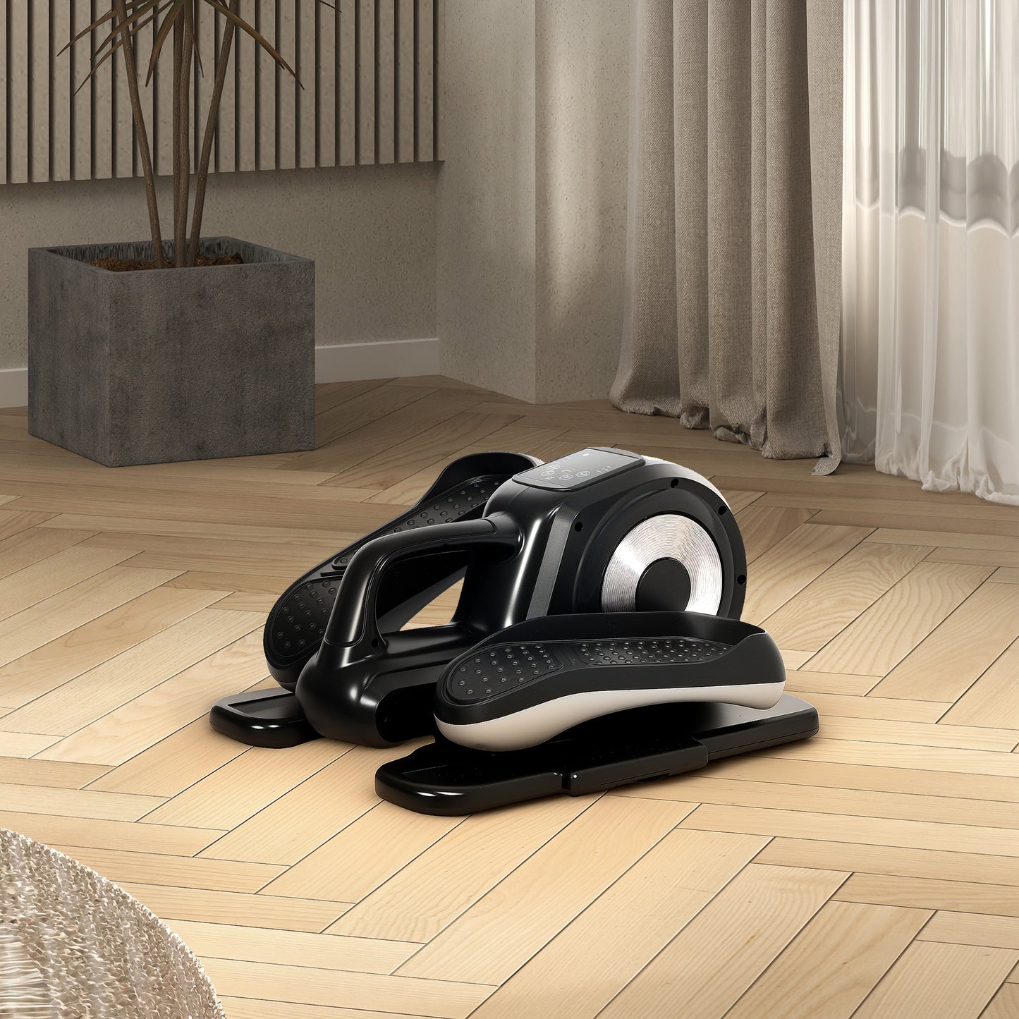 Under Desk Electric Elliptical Machine for Home, Sit Down Pedal Exerciser for Seniors with 12 Programs, LCD Monitor