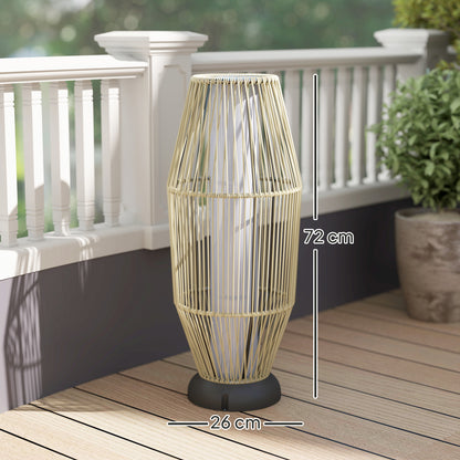 Garden Rattan Lamp, 72 cm Tall Solar Rattan Floor Lamp, Solar Garden Light with Auto On/Off LED, IP44 for Outdoor, Porch