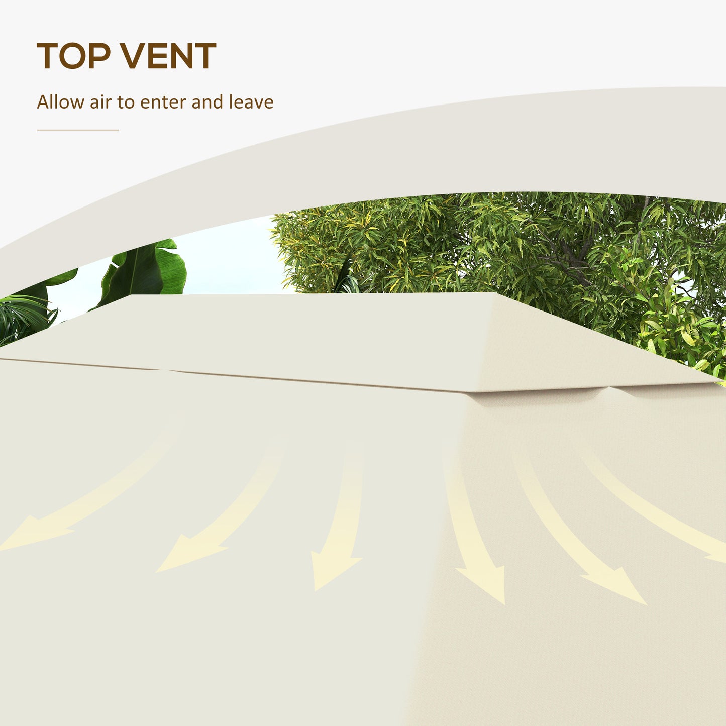 3 x 4m Gazebo Canopy Replacement Cover, Gazebo Roof Replacement (TOP COVER ONLY), Cream White
