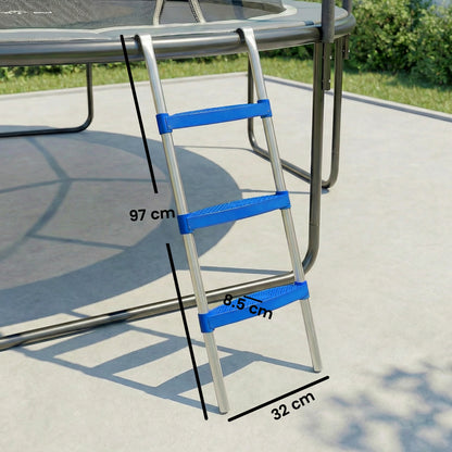 Trampoline Ladder, 3-Steps with Horizontal Wide Steps, Universal Hook, Galvanised Steel Frame, 150kg Load Capacity