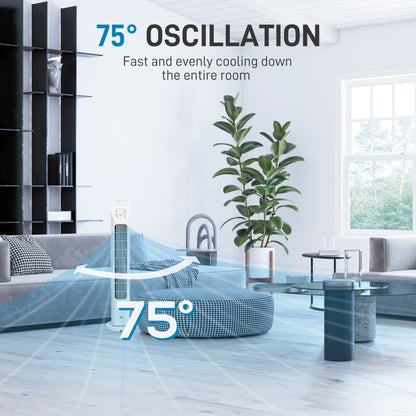 31" Oscillating Tower Fan with Remote Control, 4H Timer, 3 Speed 3 Modes