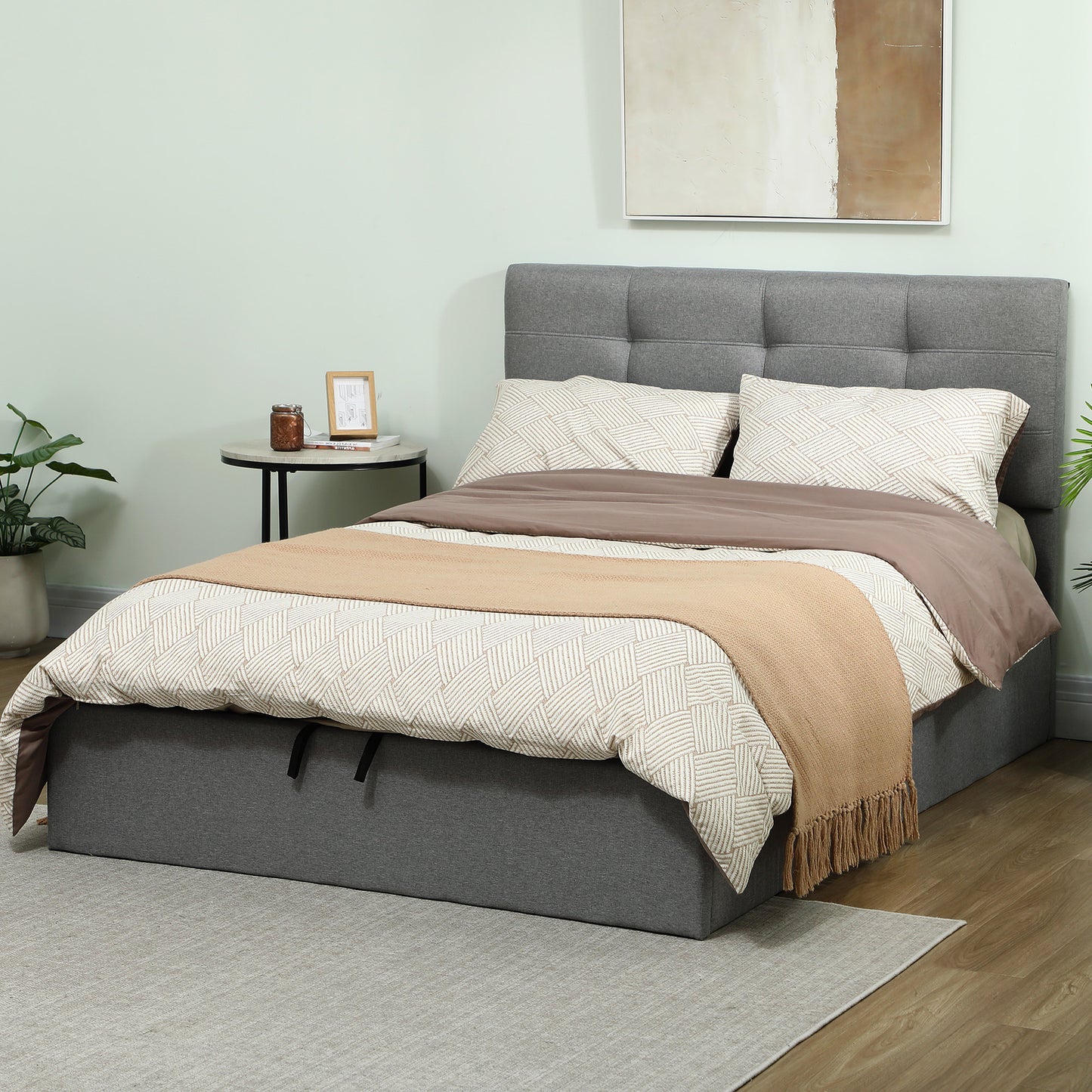 4ft6 Double Ottoman Bed with Gas Lift Storage - Grey
