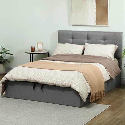 4ft6 Double Ottoman Bed with Gas Lift Storage - Grey