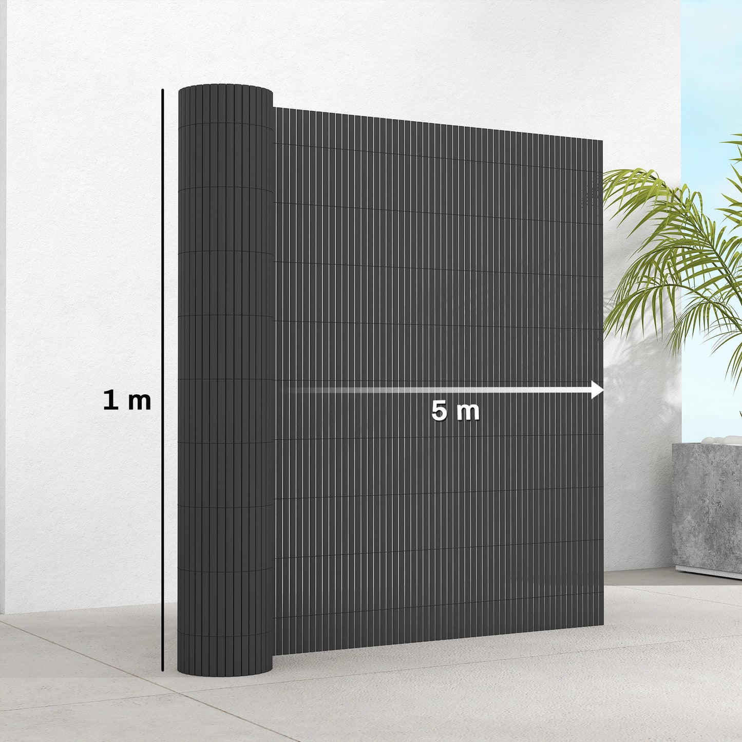 2Pcs Plastic Privacy Screening Fence, 1m x 5 m Waterproof Windbreak Fence, Dark Grey