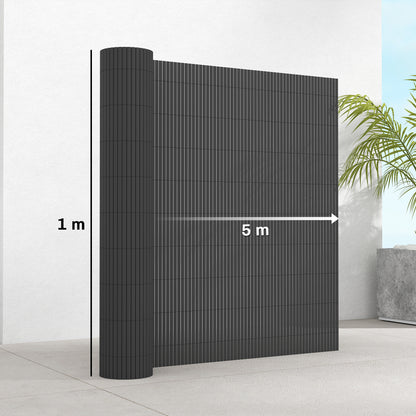 2Pcs Plastic Privacy Screening Fence, 1m x 5 m Waterproof Windbreak Fence, Dark Grey