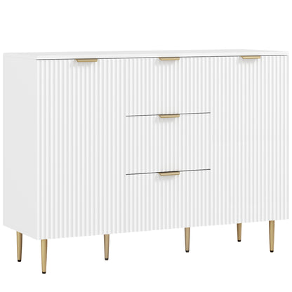 2-Door Sideboard with 3 Drawers and Adjustable Shelves - White