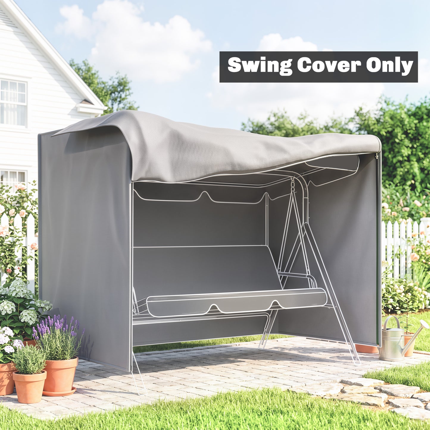 205 x 124cm Three-Seater Swing Chair Protective Cover Grey