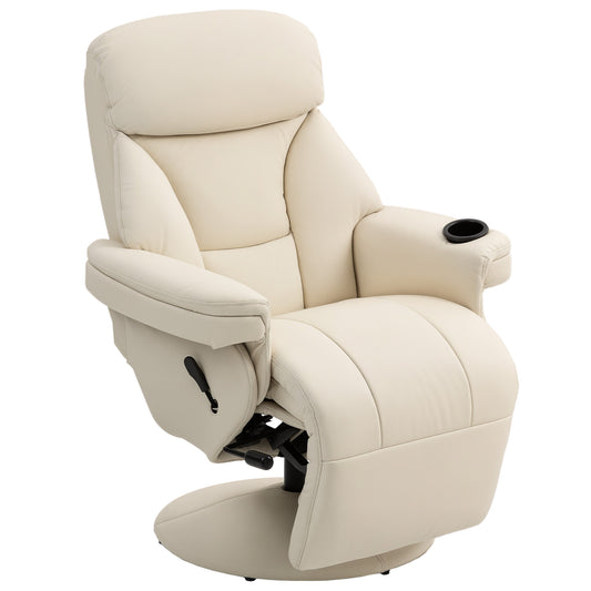 Manual Recliner Chair with Footrest, Upholstered Reclining Armchair with Adjustable Backrest and Cup Holder