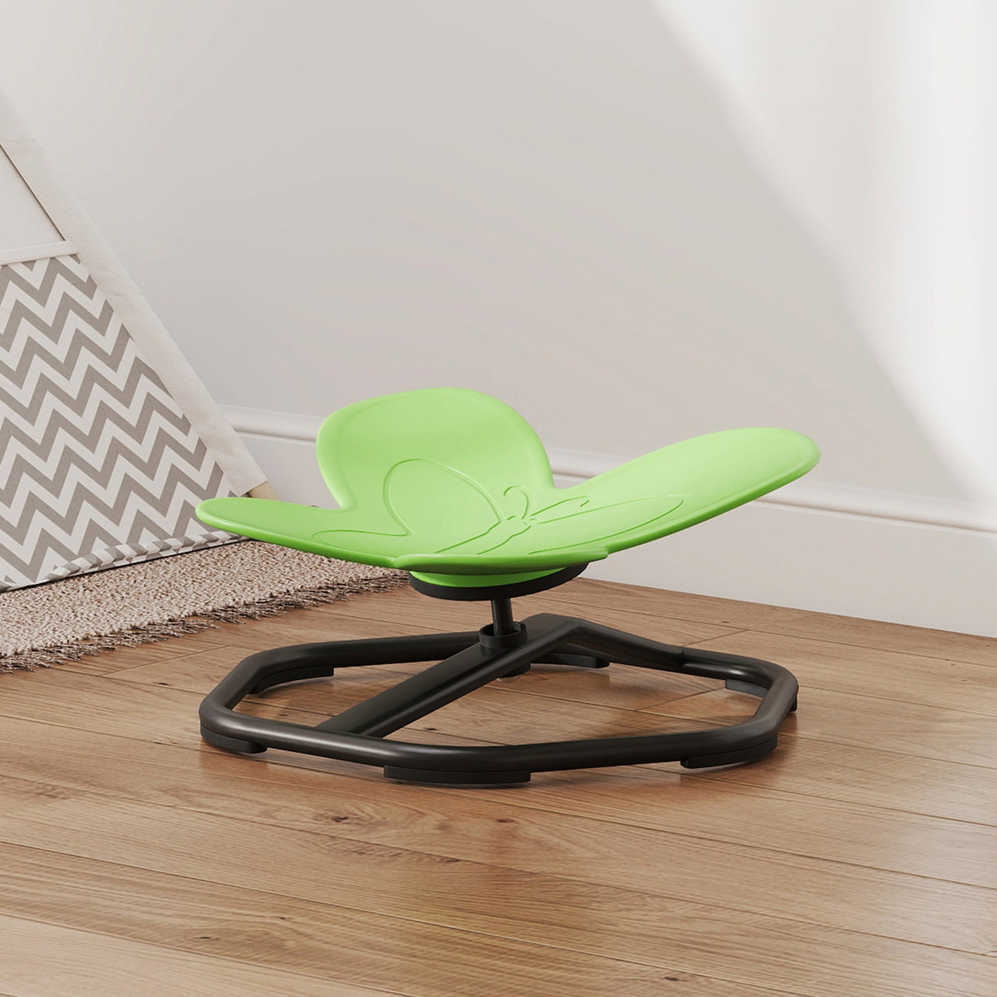 Butterfly-Shaped Kids Swivel Chair, Sensory Spinning Chair for Balance and Coordination Training, Green