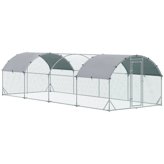 Walk In Chicken Run Galvanised Chicken Coop Hen Poultry House Cage Pet Playpen Garden with Water-Resist Covers