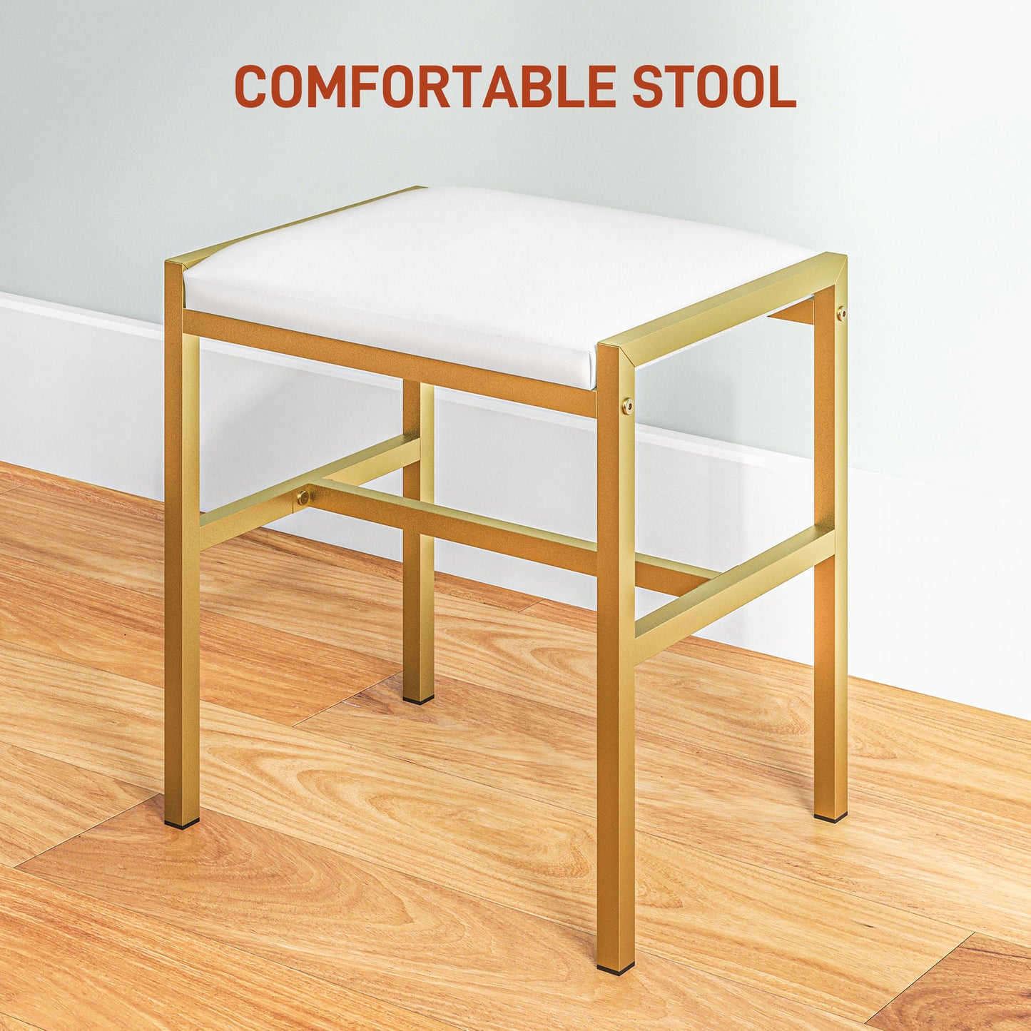 Dressing Table Set, with Storage and Stool - White