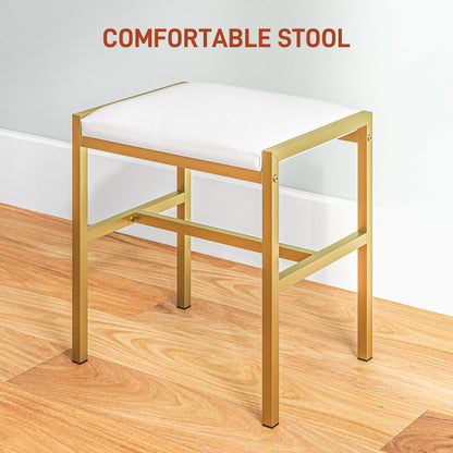 Dressing Table Set, with Storage and Stool - White