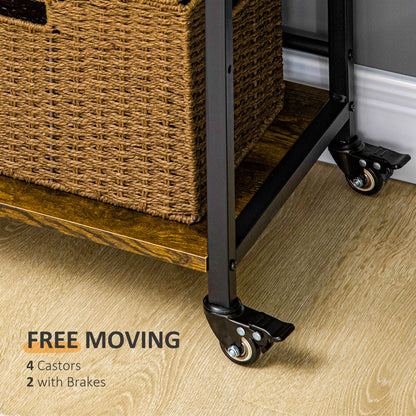 3-Tier Printer Stand, Utility Cart, Rolling Trolley with Adjustable Shelves with Lockable Wheels for Home Office