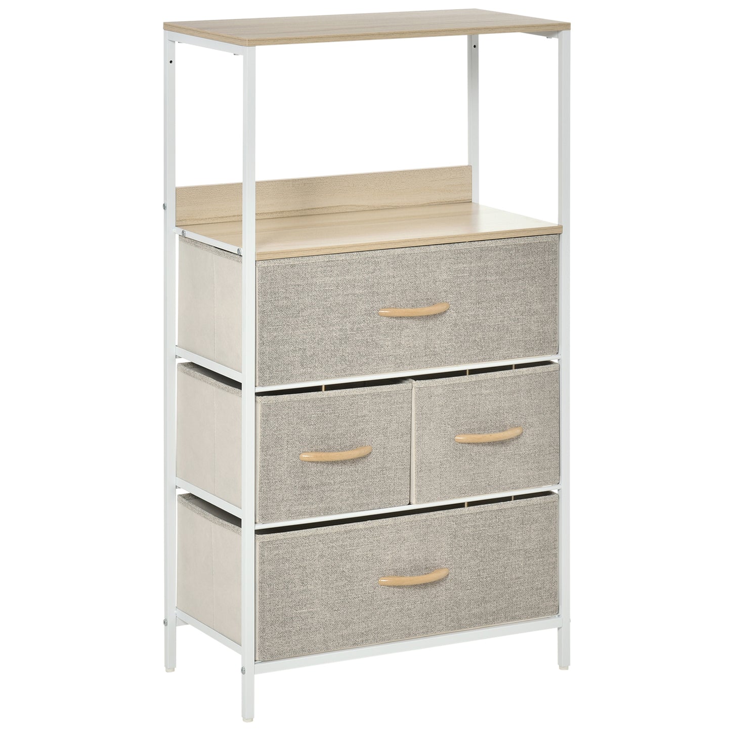 4 Drawer Storage Chest Unit Home Cabinet w/ Shelves for Living Room Bedroom Entryway Living Furniture, Light Grey