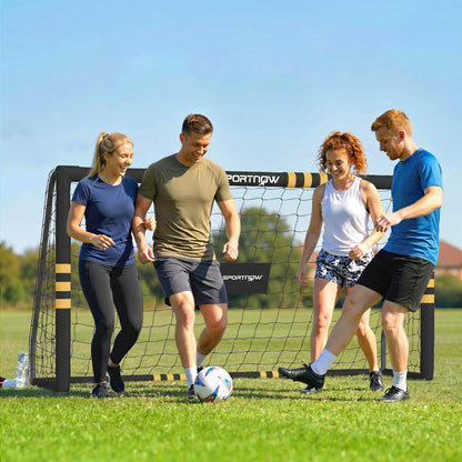 Football Goal, 6 x 4ft Portable Football Net with EPE Foam Padding, PVC Tube Covers Ground Stakes and Metal Frame
