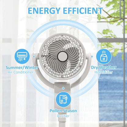 Pedestal Air Circulation Fan with Oscillating, White