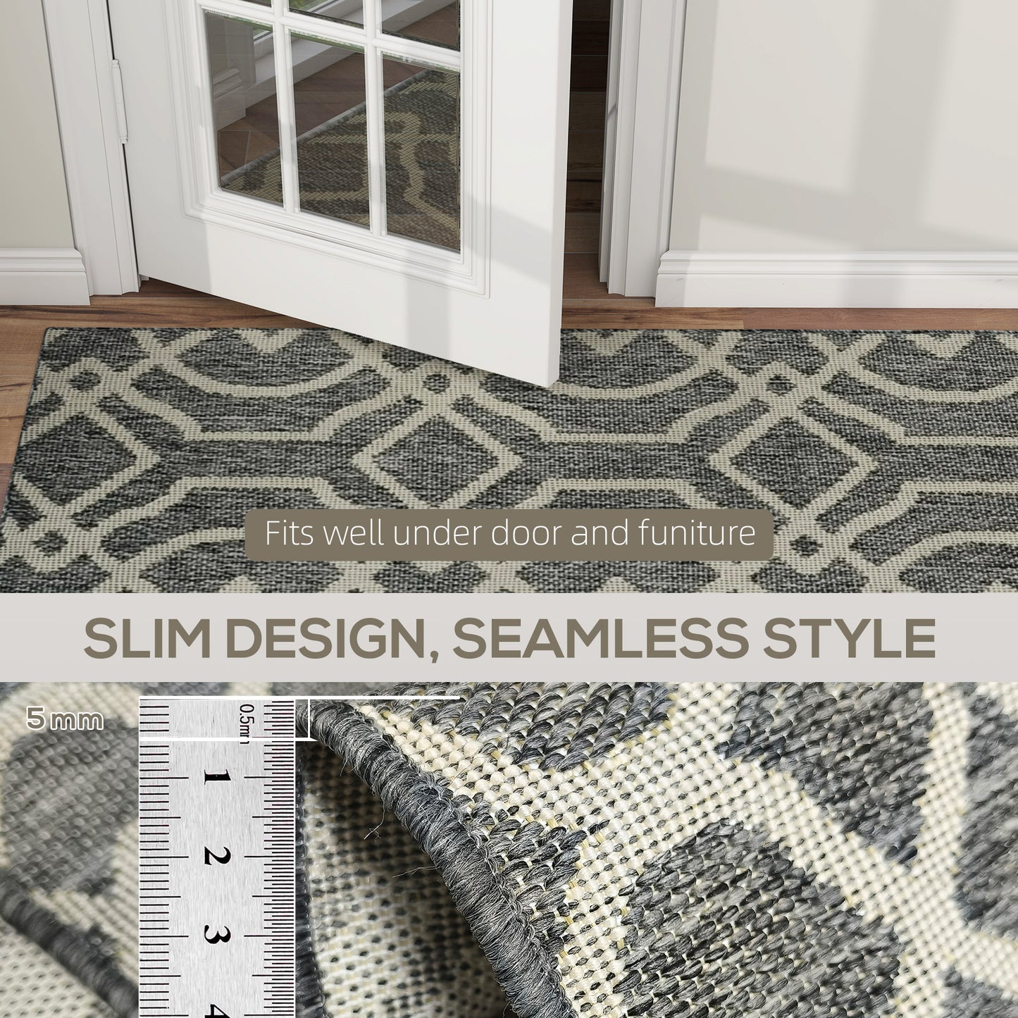 UV Resistant Indoor & Outdoor Area Rug, Easy-Cleaning Machine Washable Rug with Geometric Pattern for Patio, Garden, Kitchen