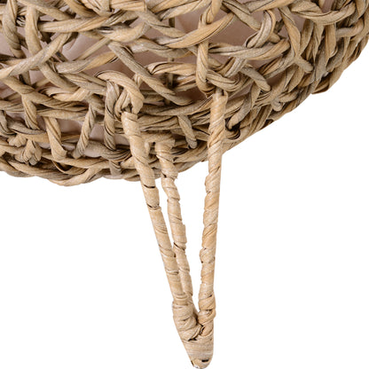 Rattan Elevated Cat Bed House Kitten Basket Ball-Shaped Pet Furniture w/ Removable Cushion - Natural