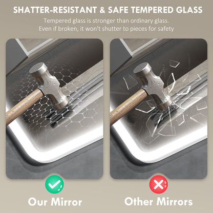80 x 60cm LED Bathroom Mirror, with Bluetooth - Silver Tone