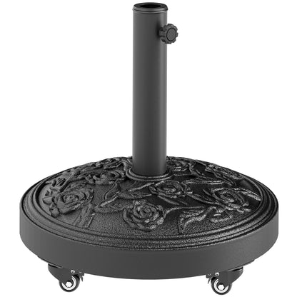 Parasol Base, Umbrella Base with Wheels Cast Iron Effect, for Umbrella, Canopy, Weather Resistant, Black