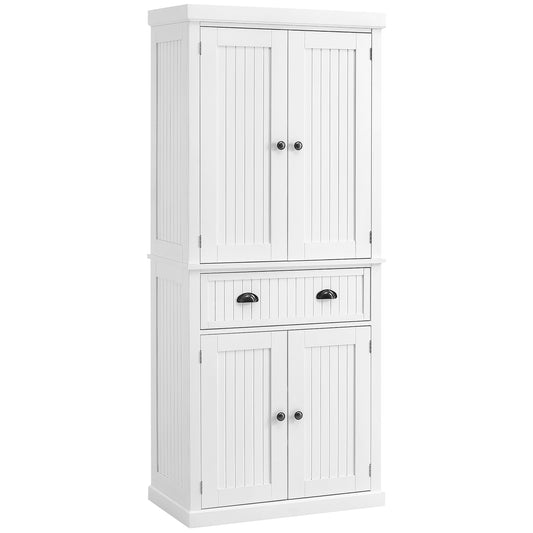 Kitchen Storage Cabinet with Drawer and Adjustable Shelves - White