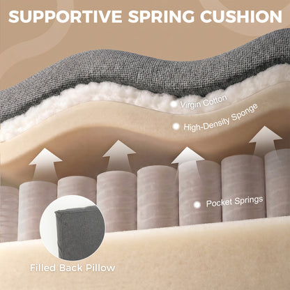 Accent Chair, Removable Pillow Linen Armchair with Comfy Spring Cushion for Living Room, Bedroom, Study, Dark Grey