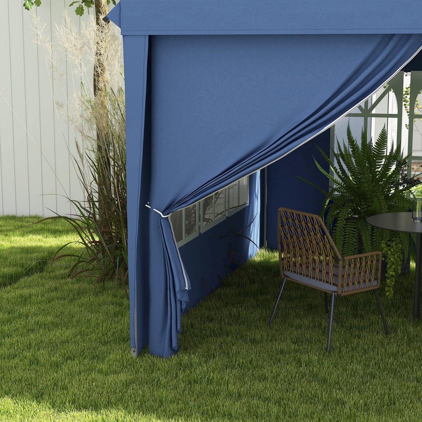 3x6m Pop-Up Gazebo, with Curtain Walls and Windows, Blue