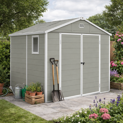 7.9ft x 6.2ft Aluminium Frame Rust Resistance Waterproof Shed, with Galvanised Foundation - Light Grey