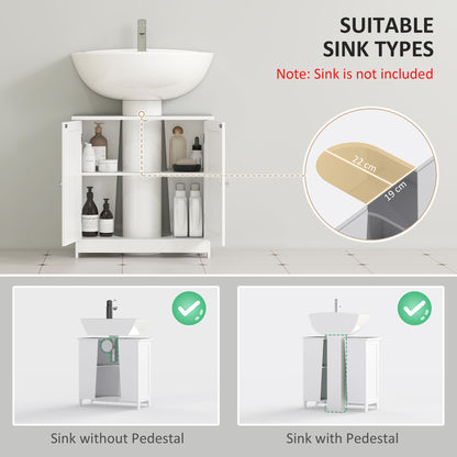Under Sink Bathroom Storage Cabinet 2 Layers Vanity Unit Wooden - White