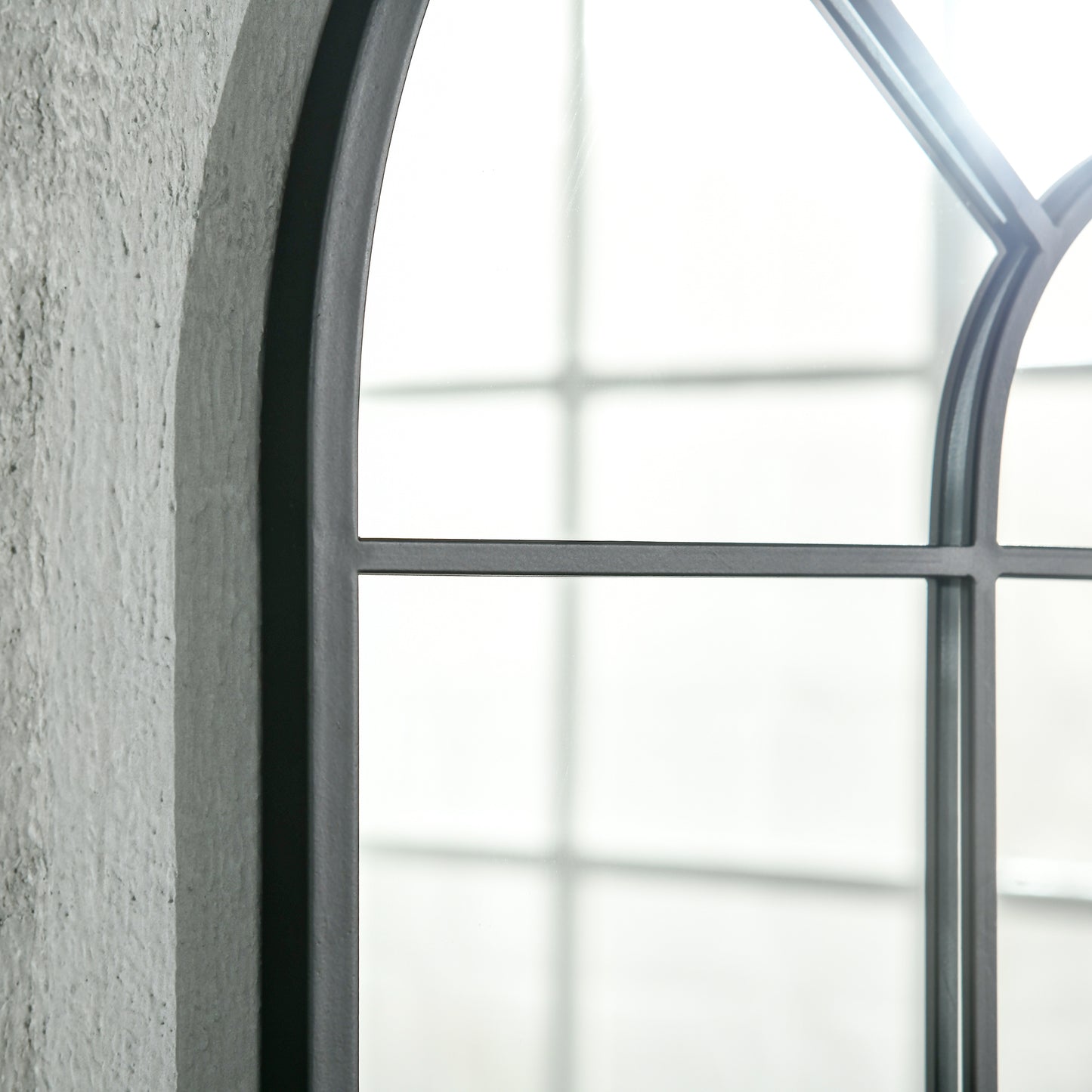 90 X 61cm Arched Grid Mirror - Black