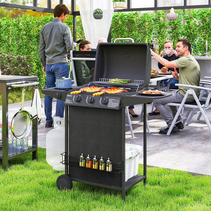 Four Burner Gas Grill BBQ - Black