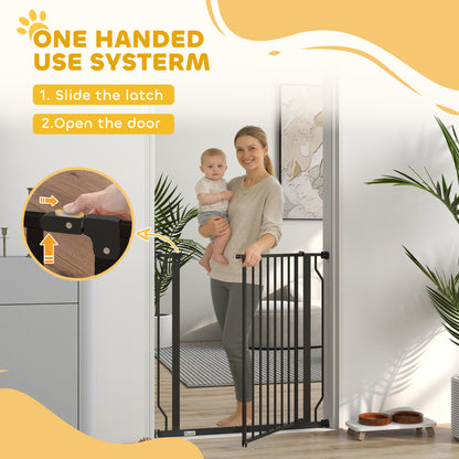 Extra Wide Dog Gate, with Door Pressure, for Doorways, Hallways, Staircases - Black