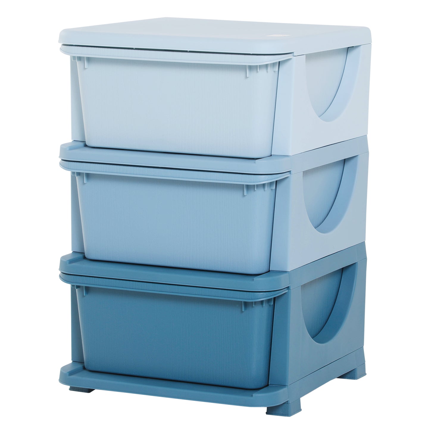 3 Drawers Plastic Kids Storage Units, 3 Tier Children Toy Chest for Nursery, Playroom, Bedroom, Blue
