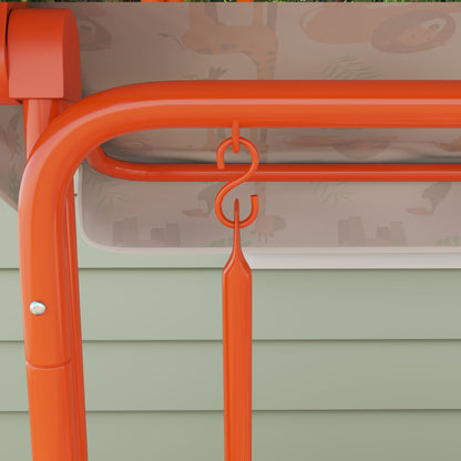 Kids Porch Swing, 2-Seater Patio Swing Bench Hammock with Seat Belts, Adjustable Canopy for Garden, Orange