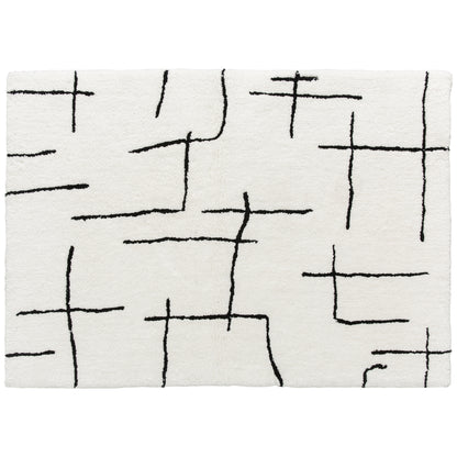 Modern Fluffy Area Rug, Geometric Pattern Washable Rug, Soft High Pile Floor Carpet for Living Room, Bedroom, Dining Room