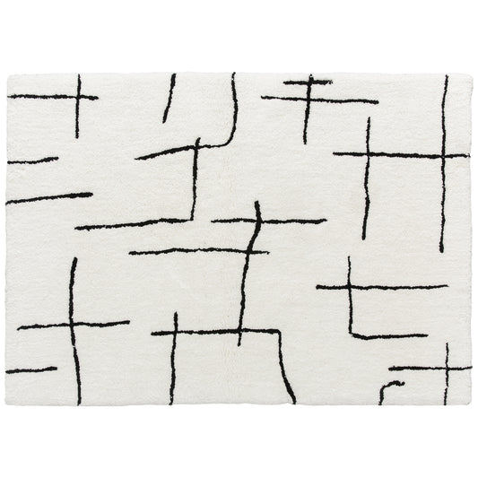 Modern Fluffy Area Rug, Geometric Pattern Washable Rug, Soft High Pile Floor Carpet for Living Room, Bedroom, Dining Room
