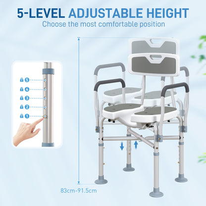 Shower Chair with Hygiene Cut-Out Seat and Reinforced Crossbars
