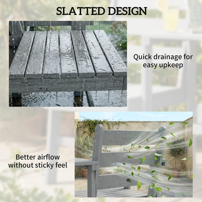 Outdoor Garden Loveseat, Embossed Wooden Jack and Jill Garden Seat with Integrated Table, Grey