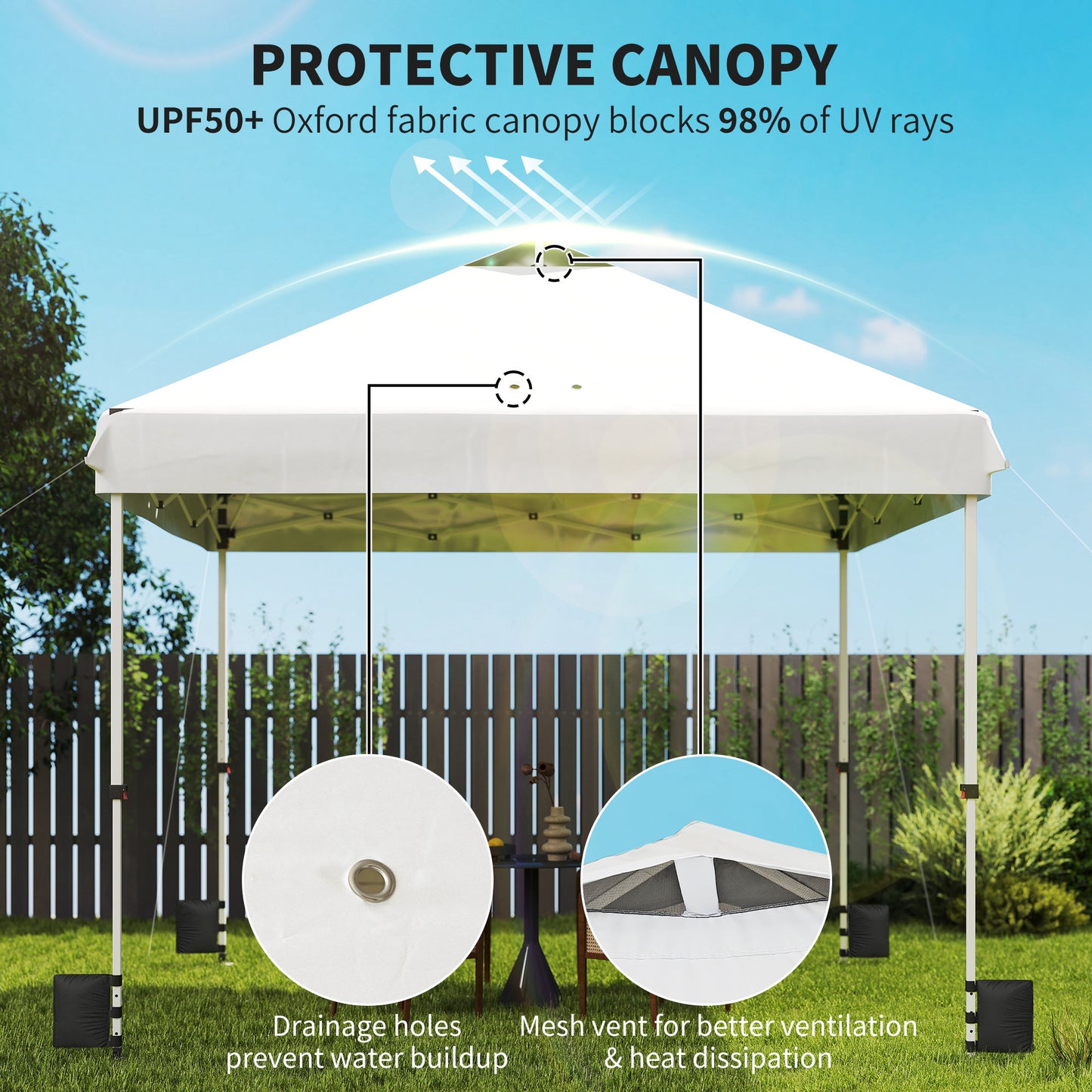 3 x 3 m Pop Up Gazebo with Wheels, UPF50+ One-Touch Outdoor Garden Party Tent Marquee Wedding Awning Canopy, White