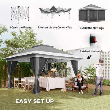 3.6 x 3.6m Pop-Up Gazebo, with Accessories - Grey
