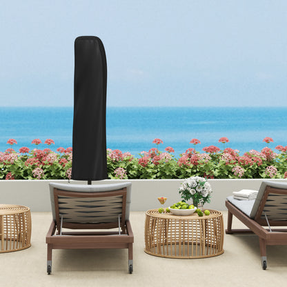 3(m) Garden Cantilever Parasol with Cover and Wind Protection Strap, Round Overhanging Umbrella with Crank Handle and Tilt
