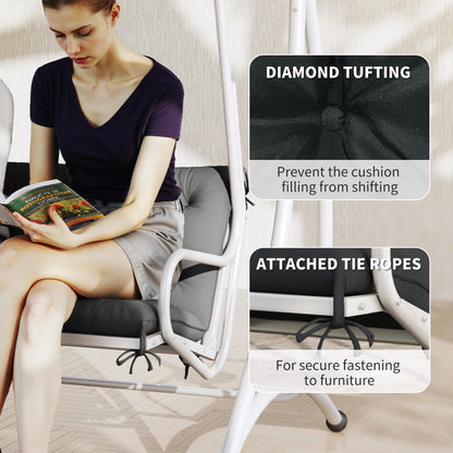 3 Seater Bench Pad, Garden Swing Chair Cushion with Back and Ties