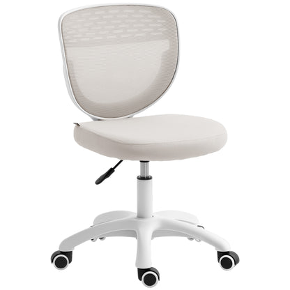 Office Chair, Armless Computer Desk Chair with Breathable Mesh, Adjustable Height, Swivel Wheels, Grey