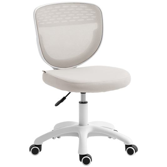 Office Chair, Armless Computer Desk Chair with Breathable Mesh, Adjustable Height, Swivel Wheels, Grey